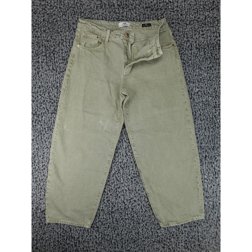 Mavi Leila Baggy Jeans Womens 29 Sage Green High Rise Wide Leg Cotton 11621